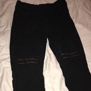 Black moto joggers
